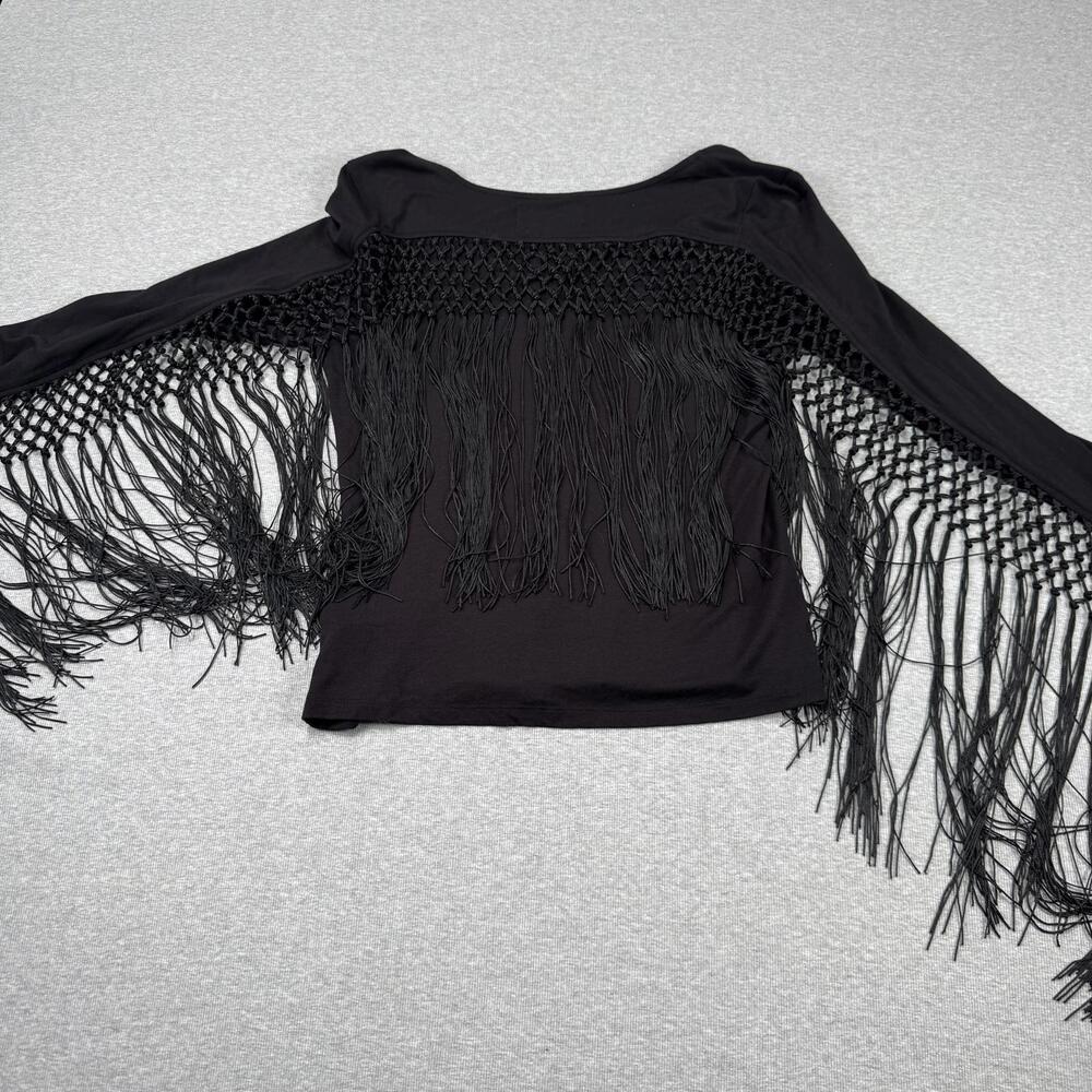 Idyllwind Fueled By Miranda Lambert Black Long Sleeve Fringe Top, Size S/P